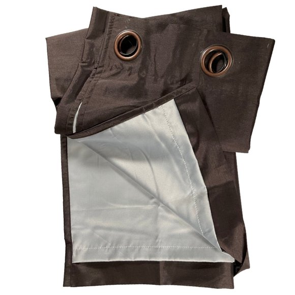 Brown Grommet Curtains w/ Lining - 2 Panels - Picture 2 of 2